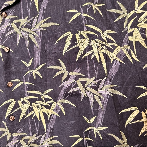 Tommy Bahama Hawaiian Shirt Men's XXL Black Green Floral Bamboo Print Silk Camp - Picture 4 of 11